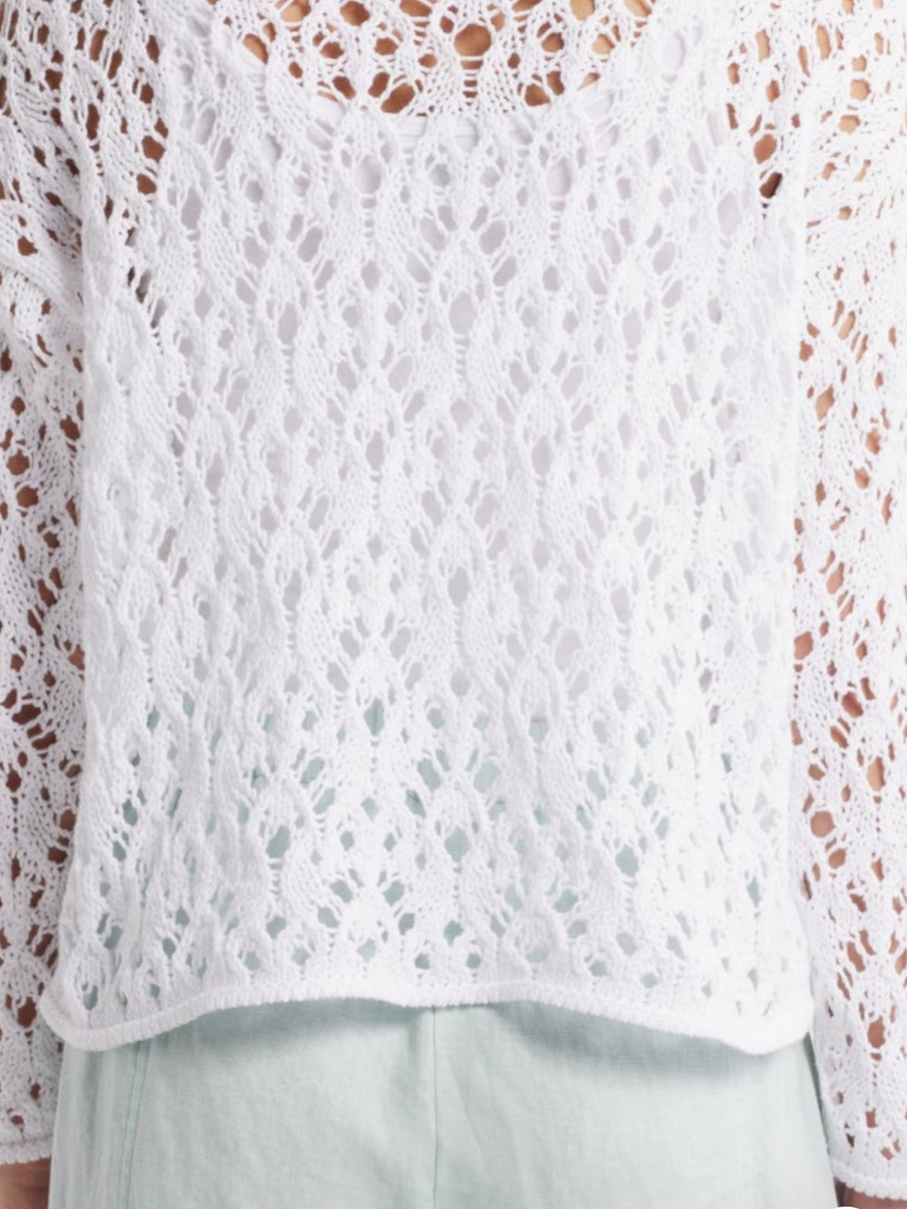 Eileen Fisher White Openwork Crochet Sweater